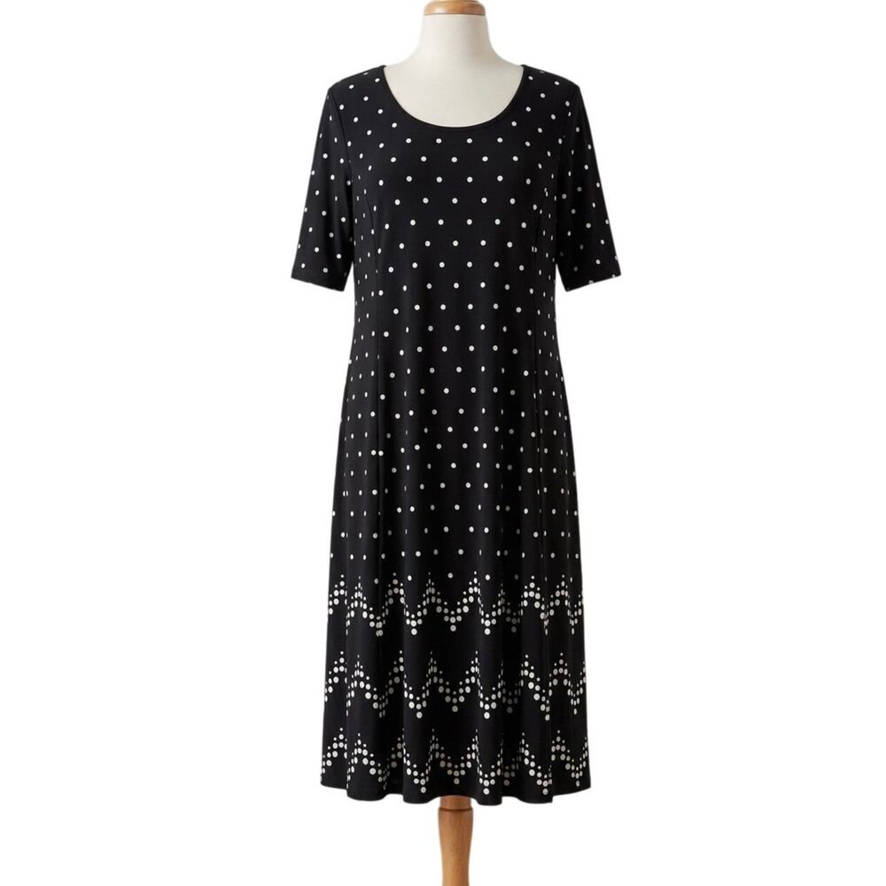 Catherines Black White Polka Dot Short Sleeve Summer Dress XL Elastic